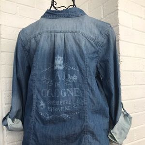 Upcycled bleach denim shirt